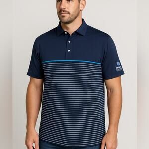 Peter Millar Summer Comfort Golf Polo Shirt XL Navy Blue Striped Provo Golf Club